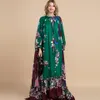 Fashion Designer Loose Maxi Dress Women's Split Sleeve Floral Print Holiday Party Vintage Long Dress270S