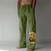 Men's Pants Cotton Linen For Men Tiger Print Casual Loose Fit Baggy Hippie Style Retro Classic Light Memory