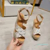 Designer - Sandálias da Moda Feminina Sapato de Palha Sandálias de Cunha Estibordo Sapatos de Plataforma Dedo Aberto Sapato de Cunha Sapato de Palha Sapato Feminino
