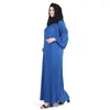 Vêtements Ethniques Bleu Noir Kaki Marron 142cm Long Abaya Tricoté Élastique Matériel 2023 Robe Musulmane