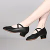 Dress Shoes Sliver Dance Cross Strap Soft Sole Solid Leather Round Toe Square Heel Elegant Comfortable Pumps Zapatos