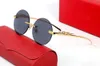 Modische Carti-Top-Sonnenbrille mit Leopardenkopf, klassisches Business, goldenes Silber, randlos, halbvoller Rahmen, Damen-Freizeit-Sonnenbrille, Goggle-Brille mit Originalverpackung