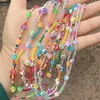 Keten Bohemen Kralen Ketting voor Vrouwen Leuke Handgemaakte glimlach hart oog Plastic Kraal Transparante Chokers Kettingen Boho Sieraden 230706