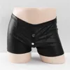 Underpants Men Sexy Boxer Imitation Leather Boxers Underwear Detachable Button Panties Briefs Man Shorts Gay Clothes Male