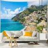 Arazzi Bellissimo paesaggio naturale Decorazioni per la casa Arazzo da parete stampato Vista mare Appeso a parete Città Castello Roccia Arazzo Soggiorno Camera da letto R230710