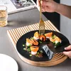 Platos de cena irregulares únicos en blanco y negro, platos de cerámica para servir filete de Sushi para vajilla de restaurante