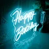 LED Happy Neon 42x30cm For Birthday Party Decoration Usb Powered for Baby Kids Gift Custom Led Light Sign HKD230706