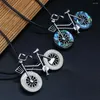 Wisiorek naszyjniki naturalny naszyjnik z muszli Abalone wykwintny kształt roweru na biżuterię prezent rozmiar 50x35mm