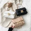 Ny modedesigner handväska fyrkantigt spänne för kvinnor minikedja modemärke klassisk messenger bag mode myntväska