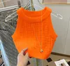 デザイナーTシャツ女性ニットタンクトップ刺繍ベストノースリーブ通気性ニットプルオーバーレディーススポーツトップス