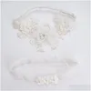 Podwiązki ślubne biały koronkowy kwiat Y cyrkonie perły pasek na nogę romantyczny pierścień do pończoch udo dla kobiet akcesoria dla panny młodej Drop D Dhzl1