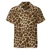 Men's Casual Shirts Giraffe Vacation Shirt Brown Animal Print Summer Man Harajuku Blouses Short-Sleeved Design Top Plus Size