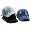 Casquettes de baseball en détresse Denim Casquette de baseball Déchiré Baseball-chapeau pour hommes Femmes Réglable Head Wear