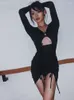 Odzież sceniczna przyjazd sukienka do tańca latynoskiego kobiety kostium do tańca towarzyskiego czarny Cha Samba Rumba praktyka codzienny seksowny zestaw AYY064