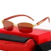 Fashion carti top sunglasses 2023 new metal diamond men's half-frame business women's wooden leg glasses with original box