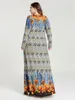 Ethnic Clothing Aliunique Fashion Printing Patchwork Dress Women 2023 Autumn Arabic Abaya Muslim Turkish Long Dubai Islamic