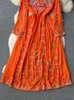 Freizeitkleider Damen Frühlingskleid Vintage Ethno-Stil bestickte Schnürung Taillenverschluss für einen schlanken und langen Urlaub D3788