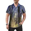 メンズカジュアルシャツ金葉森ルーズシャツ男の休暇グリーンエレガントハワイカスタム半袖クールオーバーサイズブラウス