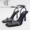 Geklede Schoenen Zomer Glanzende Dames Sandalen Strass Glanzende Enkelbandjes Hoge Hakken Korte Slanke Hakken Vierkante Tenen Sexy Merk Schoenen Lente 2023 Z230710