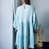 Robes décontractées coton élégant femmes Robe Vintage volants gâteau Robe d'été à manches longues princesse fête Vestido Femme Robe