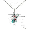 Pendentif Colliers Vintage Turquoise Carré Éléphant Coeur Feuilles Fleur Pierre Naturelle Longues Chaînes Pour Femmes Mode Bijoux Cadeau Dro Dh5Dv