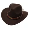 Faux Wool Western Cowboy Hats for Children Vintage Gentleman Dress Hats Panama Cowgirl Jazz Felt Cap Sombrero Hombre Women Men