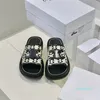 شريحة مسطحة Slippers Leather Platform Sandals Open Open Toe Designer for Women Holiday Flats Sandal