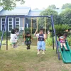 A-Frame Metal Swing Set w/ Slide (Blue, Green, Orange)