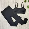 Calças femininas de duas peças sem costura terno de fitness para esportes com nervuras conjuntos de roupas esportivas roupas de ginástica listrada legging conjunto de sutiã roupas esportivas