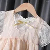 Mädchen Kleider Kinder Baumwolle Gebrochen Spitze Kleid Hubble-blase Ärmel Sommer Prinzessin Baby Kurzen ärmeln Süße Vestidos