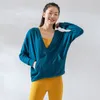 lu Pull à capuche pour femme - Col en V - Manches longues - Veste de yoga - Printemps et automne