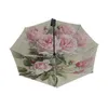 Paraplyer vintage Shabby Floral Print Women Rain Paraply Chic Pink Rose Folding Girl Dålig bärbar paraply Automatisk Parapluie