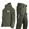 釣りアクセサリーメンズフリースサーマルハイキングジャケットスーツ冬の屋外防風防水釣り狩猟服軍服コート HKD230706