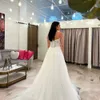 Abiti da sposa sexy con maniche a sbuffo A Line per le donne con spalle scoperte Applicazioni di pizzo con perline Abito da sposa multistrato Boho Mariee 326 326