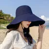 Berets Spring And Summer Foldable Travel Sun Hat Solid Color Casual Fisherman Japan South Korea Big Brim Women's