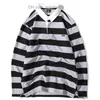 Kadın Hoodies Sweatshirts Yeşil Stripe Patchwork Sweatshirt Erkek Kadınların Gündelik Yaka Çekiyor Gevşek Retro Harajuku Hip-Hop Sokak Giysileri Unisex Z230710