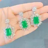 Ketting Oorbellen Set Moissanite Emerald Paraiba Toermalijn Verstelbare Ring Voor Vrouwen Bruiloft Engagement Mode Bloem Sieraden