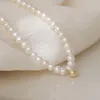 Collane con ciondolo Collana di perle per donna Contratta piccoli fagioli dorati Catena Chocker Gioielli francesi Collares Para Mujer