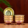 Set di stoviglie 7 pezzi Tibet Lotus Decor Rituale Offerta decorativa Tazza Candeliere Contenitore per approvvigionamento idrico Porta tempio in lega