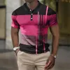 Men's Polos Men's Short-sleeved Polo Shirt Golf Shirt 3d Printed Striped Top Summer Man Casual Polo Shirt Street Menswear T-shirt Blouse 230705