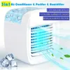 1pc Portable Air Conditioners For Personal Use, 3 Speeds Mini Air Conditioner Fan With 880ML Water Tank, Evaporative Air Cooler With 7 Colors Night Light