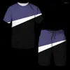Survêtements pour hommes 2023 Impression 3D Short à manches courtes Costume T-shirt deux pièces et tendance décontractée pour femme surdimensionnée