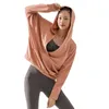Lu Hooded Pullover Women Spring and Autumn V-ringen långärmad tröja Yogajacka