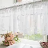Cortina branca rendada americana para decoração de cozinha cortinas curtas plissadas chuveiro extra grande