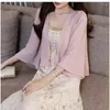 Halsdukar Koreansk Solid Transparent Chiffong Cardigan Solskyddskläder Dam Solskyddsmedel Sjal Sommar Mjukt Garn Andas Cape V12