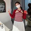 Damlinnen Sommartröjor Mode Sexig För Smal Koreansk Mångsidig Version Dam Camisole Stripe