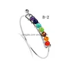 Pulseras con dijes Moda 7 Chakra Brazalete de alambre para mujeres Yoga Cuentas de piedra natural Reiki Buda espiritual Joyería personalizada en gota D Dhqic