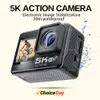 Väderbeständiga kameror CERASTES 5K WiFi Anti-shake Action Camera 4K 60FPS Dubbelskärm 170° Vidvinkel 30m Vattentät Sportkamera med fjärrkontroll 230706