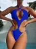 Costumi da bagno da donna 2023 Costume da bagno intero Multicolore Openwork Bikini sexy Catena di perle Abbigliamento da spiaggia con scollo all'americana