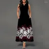 Casual Jurken Boho Jurk Voor Vrouwelijk Meisje Bloemen Vintage Print Lange Mouwloze Rok Elegante Maxi Zomerfeest Dameskleding 2023